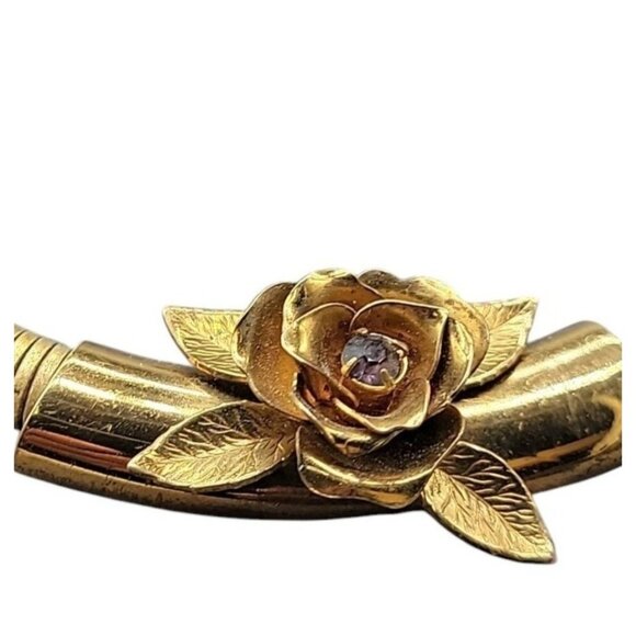 Coro Pegasus Serpentine Stretch Omega Necklace Rose Slider Pendant 16" Vintage - Picture 10 of 16